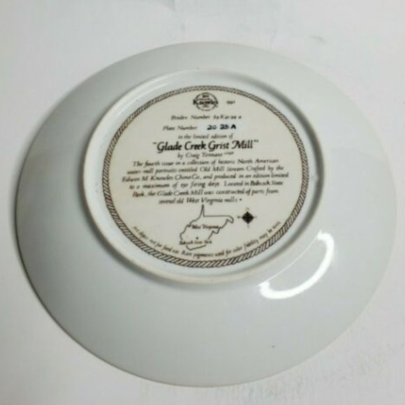 1991 Knowles "Glade Creek Grist Mill" Coll Plate - Picture 2 of 3